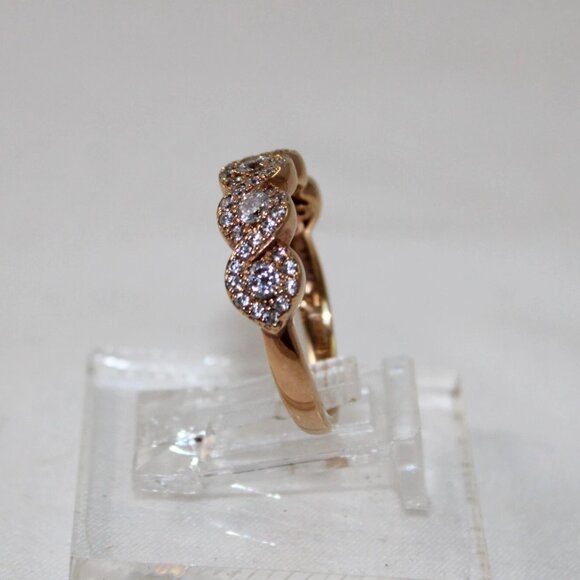 Sterling Silver Rose Gold Plated & Cubic Zirconia Fashion Ring - Size 8 - Picture 7 of 10